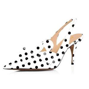 YDN Women Stiletto Mid Heel Pumps Bow Pointed Toe Slingback Slip on Sandals Dres